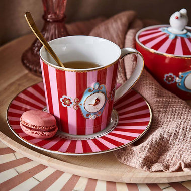 Pip Studio Love Birds Medallion Stripes Mug - Red & Pink
